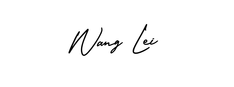 The best way (AmerikaSignatureDemo-Regular) to make a short signature is to pick only two or three words in your name. The name Wang Lei include a total of six letters. For converting this name. Wang Lei signature style 3 images and pictures png
