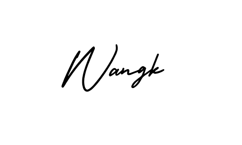 How to make Wangk name signature. Use AmerikaSignatureDemo-Regular style for creating short signs online. This is the latest handwritten sign. Wangk signature style 3 images and pictures png