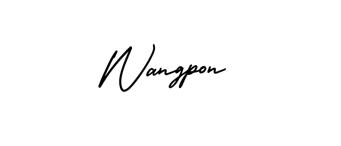 Use a signature maker to create a handwritten signature online. With this signature software, you can design (AmerikaSignatureDemo-Regular) your own signature for name Wangpon. Wangpon signature style 3 images and pictures png