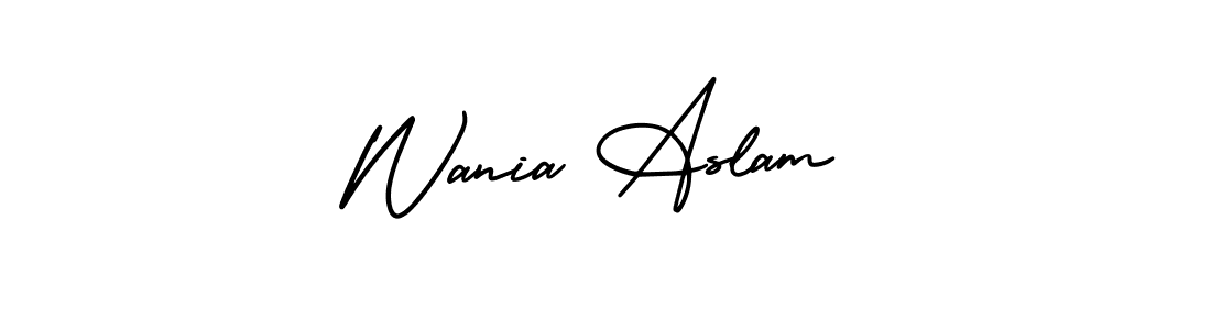 if you are searching for the best signature style for your name Wania Aslam. so please give up your signature search. here we have designed multiple signature styles  using AmerikaSignatureDemo-Regular. Wania Aslam signature style 3 images and pictures png