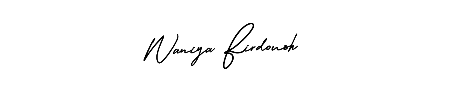 Create a beautiful signature design for name Waniya Firdoush. With this signature (AmerikaSignatureDemo-Regular) fonts, you can make a handwritten signature for free. Waniya Firdoush signature style 3 images and pictures png