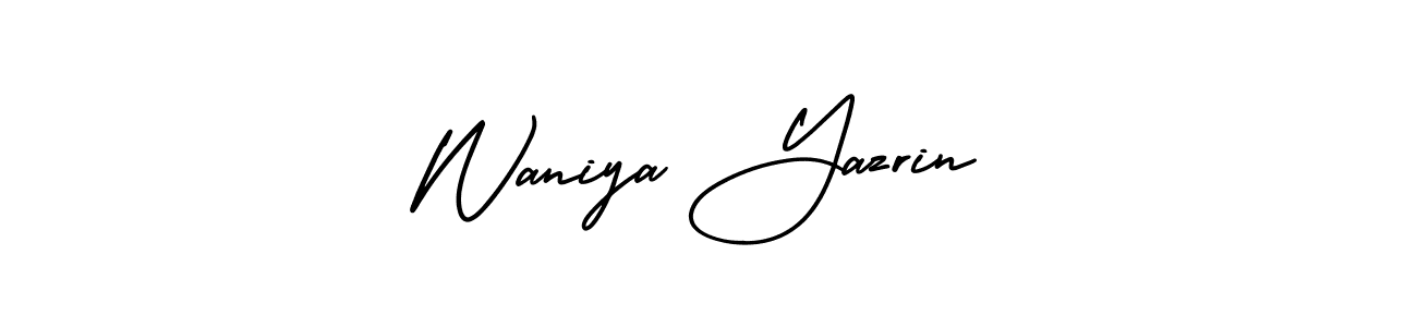 Waniya Yazrin stylish signature style. Best Handwritten Sign (AmerikaSignatureDemo-Regular) for my name. Handwritten Signature Collection Ideas for my name Waniya Yazrin. Waniya Yazrin signature style 3 images and pictures png