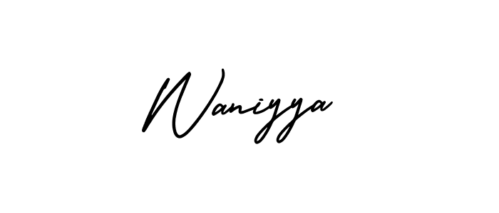 Waniyya stylish signature style. Best Handwritten Sign (AmerikaSignatureDemo-Regular) for my name. Handwritten Signature Collection Ideas for my name Waniyya. Waniyya signature style 3 images and pictures png