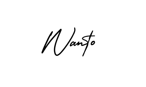 How to make Wanto signature? AmerikaSignatureDemo-Regular is a professional autograph style. Create handwritten signature for Wanto name. Wanto signature style 3 images and pictures png