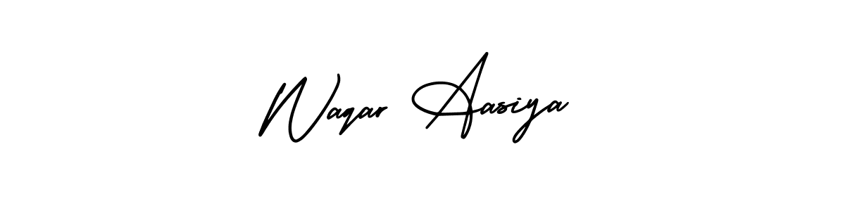 You can use this online signature creator to create a handwritten signature for the name Waqar Aasiya. This is the best online autograph maker. Waqar Aasiya signature style 3 images and pictures png