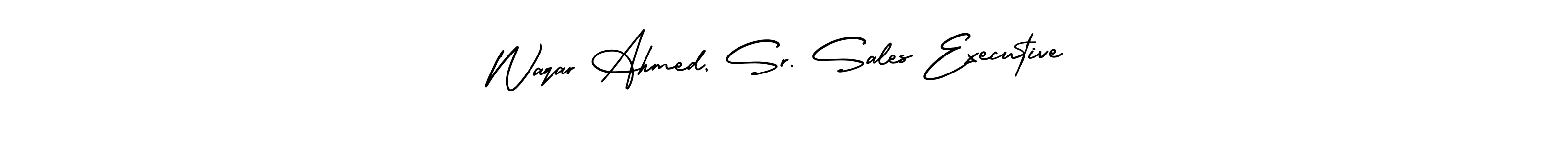Use a signature maker to create a handwritten signature online. With this signature software, you can design (AmerikaSignatureDemo-Regular) your own signature for name Waqar Ahmed, Sr. Sales Executive. Waqar Ahmed, Sr. Sales Executive signature style 3 images and pictures png