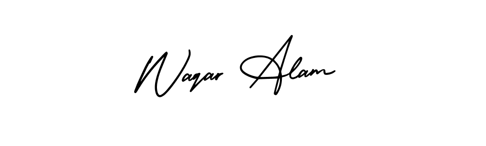 This is the best signature style for the Waqar Alam name. Also you like these signature font (AmerikaSignatureDemo-Regular). Mix name signature. Waqar Alam signature style 3 images and pictures png