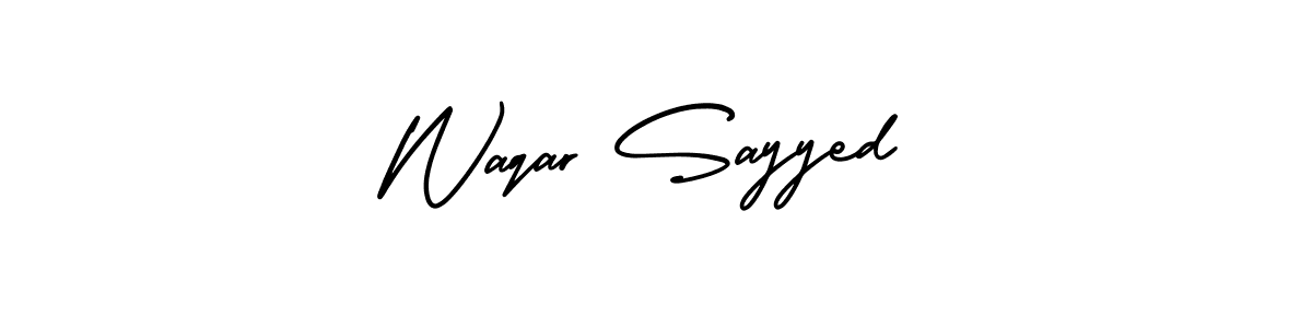 The best way (AmerikaSignatureDemo-Regular) to make a short signature is to pick only two or three words in your name. The name Waqar Sayyed include a total of six letters. For converting this name. Waqar Sayyed signature style 3 images and pictures png