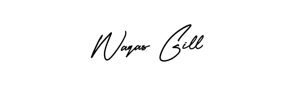 How to make Waqas Gill name signature. Use AmerikaSignatureDemo-Regular style for creating short signs online. This is the latest handwritten sign. Waqas Gill signature style 3 images and pictures png