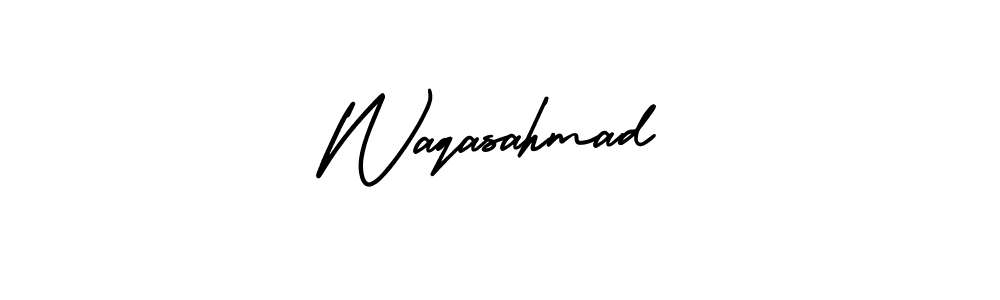 The best way (AmerikaSignatureDemo-Regular) to make a short signature is to pick only two or three words in your name. The name Waqasahmad include a total of six letters. For converting this name. Waqasahmad signature style 3 images and pictures png