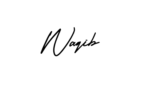 Create a beautiful signature design for name Waqib. With this signature (AmerikaSignatureDemo-Regular) fonts, you can make a handwritten signature for free. Waqib signature style 3 images and pictures png