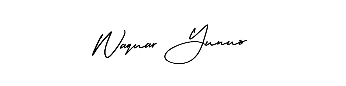 Also You can easily find your signature by using the search form. We will create Waquar Yunus name handwritten signature images for you free of cost using AmerikaSignatureDemo-Regular sign style. Waquar Yunus signature style 3 images and pictures png