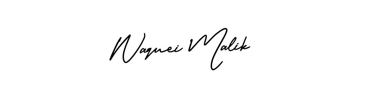 How to make Waquei Malik name signature. Use AmerikaSignatureDemo-Regular style for creating short signs online. This is the latest handwritten sign. Waquei Malik signature style 3 images and pictures png