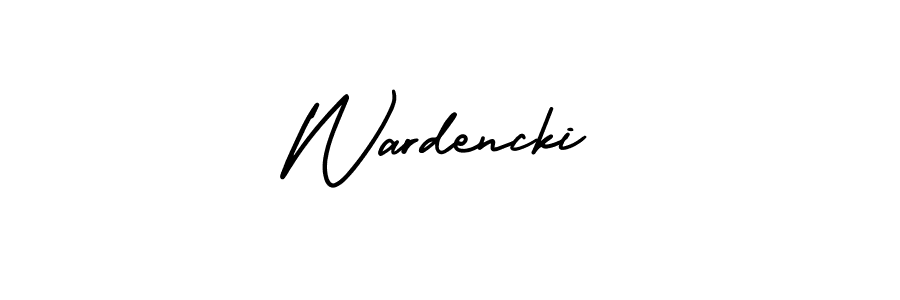 You should practise on your own different ways (AmerikaSignatureDemo-Regular) to write your name (Wardencki) in signature. don't let someone else do it for you. Wardencki signature style 3 images and pictures png