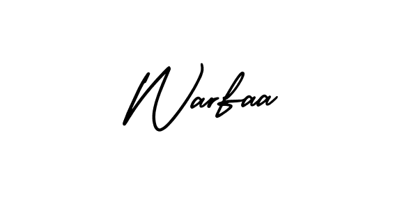 How to make Warfaa name signature. Use AmerikaSignatureDemo-Regular style for creating short signs online. This is the latest handwritten sign. Warfaa signature style 3 images and pictures png