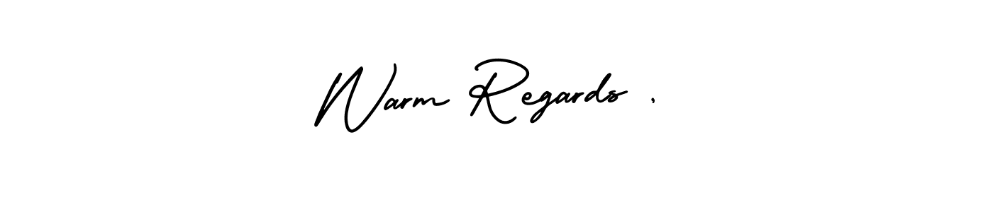 It looks lik you need a new signature style for name Warm Regards ,. Design unique handwritten (AmerikaSignatureDemo-Regular) signature with our free signature maker in just a few clicks. Warm Regards , signature style 3 images and pictures png