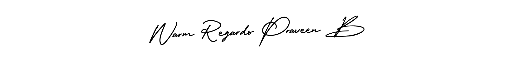 Check out images of Autograph of Warm Regards Praveen B name. Actor Warm Regards Praveen B Signature Style. AmerikaSignatureDemo-Regular is a professional sign style online. Warm Regards Praveen B signature style 3 images and pictures png