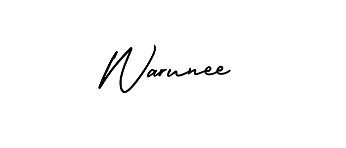 Create a beautiful signature design for name Warunee. With this signature (AmerikaSignatureDemo-Regular) fonts, you can make a handwritten signature for free. Warunee signature style 3 images and pictures png
