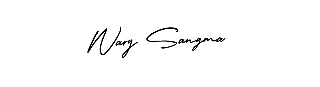 How to Draw Wary Sangma signature style? AmerikaSignatureDemo-Regular is a latest design signature styles for name Wary Sangma. Wary Sangma signature style 3 images and pictures png