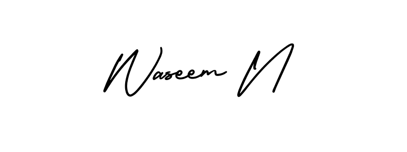 Make a beautiful signature design for name Waseem N. Use this online signature maker to create a handwritten signature for free. Waseem N signature style 3 images and pictures png
