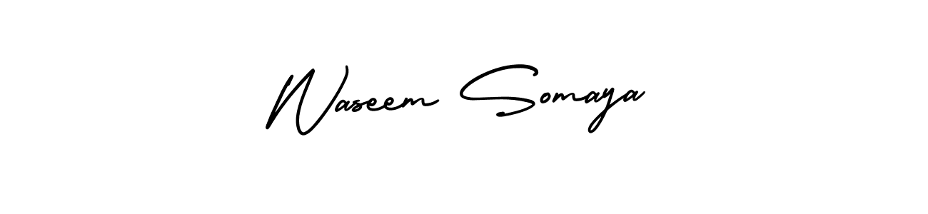 The best way (AmerikaSignatureDemo-Regular) to make a short signature is to pick only two or three words in your name. The name Waseem Somaya include a total of six letters. For converting this name. Waseem Somaya signature style 3 images and pictures png