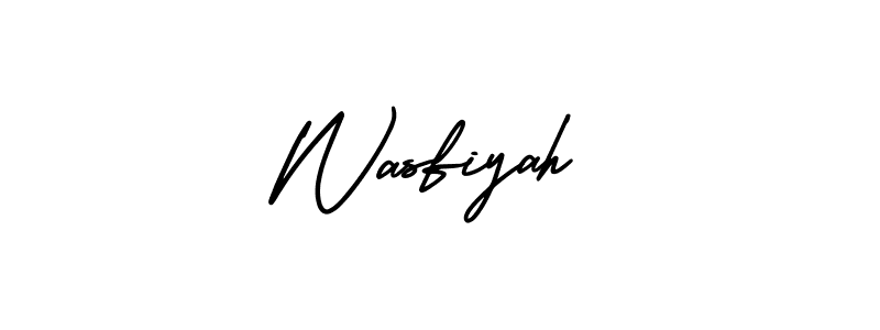 Make a beautiful signature design for name Wasfiyah. With this signature (AmerikaSignatureDemo-Regular) style, you can create a handwritten signature for free. Wasfiyah signature style 3 images and pictures png