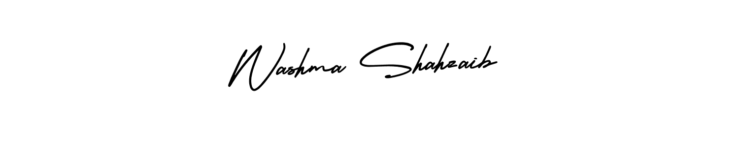 Use a signature maker to create a handwritten signature online. With this signature software, you can design (AmerikaSignatureDemo-Regular) your own signature for name Washma Shahzaib. Washma Shahzaib signature style 3 images and pictures png