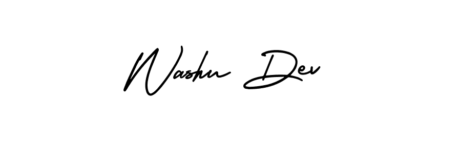 How to make Washu Dev name signature. Use AmerikaSignatureDemo-Regular style for creating short signs online. This is the latest handwritten sign. Washu Dev signature style 3 images and pictures png
