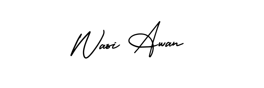 It looks lik you need a new signature style for name Wasi Awan. Design unique handwritten (AmerikaSignatureDemo-Regular) signature with our free signature maker in just a few clicks. Wasi Awan signature style 3 images and pictures png