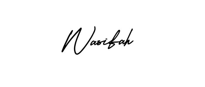 You should practise on your own different ways (AmerikaSignatureDemo-Regular) to write your name (Wasifah) in signature. don't let someone else do it for you. Wasifah signature style 3 images and pictures png