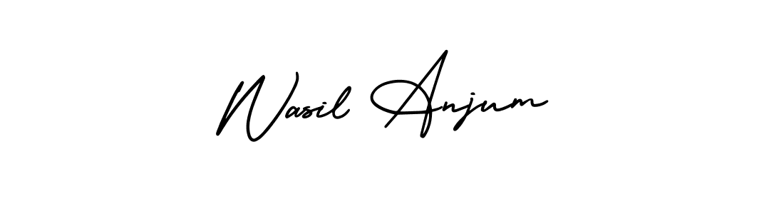 You should practise on your own different ways (AmerikaSignatureDemo-Regular) to write your name (Wasil Anjum) in signature. don't let someone else do it for you. Wasil Anjum signature style 3 images and pictures png