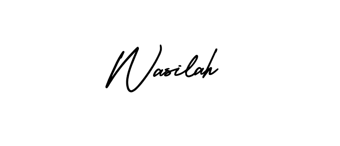 The best way (AmerikaSignatureDemo-Regular) to make a short signature is to pick only two or three words in your name. The name Wasilah include a total of six letters. For converting this name. Wasilah signature style 3 images and pictures png