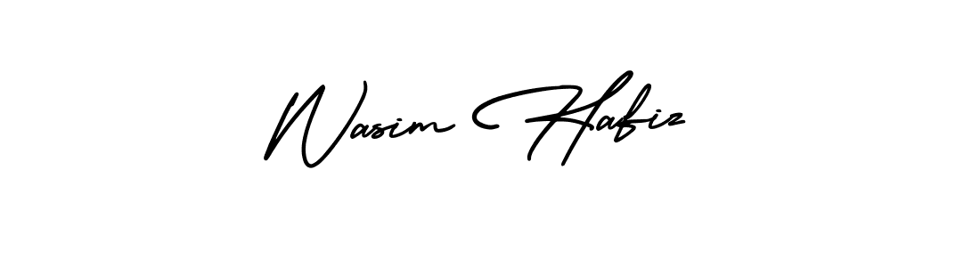 You should practise on your own different ways (AmerikaSignatureDemo-Regular) to write your name (Wasim Hafiz) in signature. don't let someone else do it for you. Wasim Hafiz signature style 3 images and pictures png