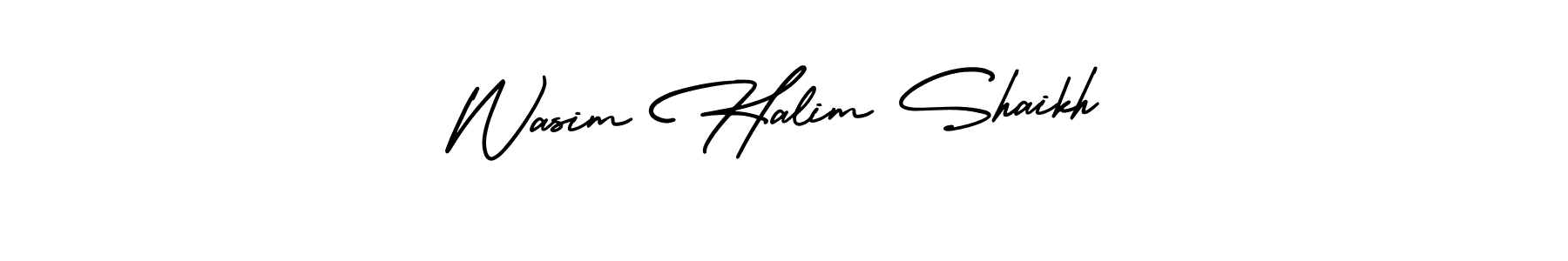 The best way (AmerikaSignatureDemo-Regular) to make a short signature is to pick only two or three words in your name. The name Wasim Halim Shaikh include a total of six letters. For converting this name. Wasim Halim Shaikh signature style 3 images and pictures png