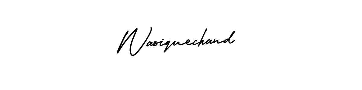 You should practise on your own different ways (AmerikaSignatureDemo-Regular) to write your name (Wasiquechand) in signature. don't let someone else do it for you. Wasiquechand signature style 3 images and pictures png