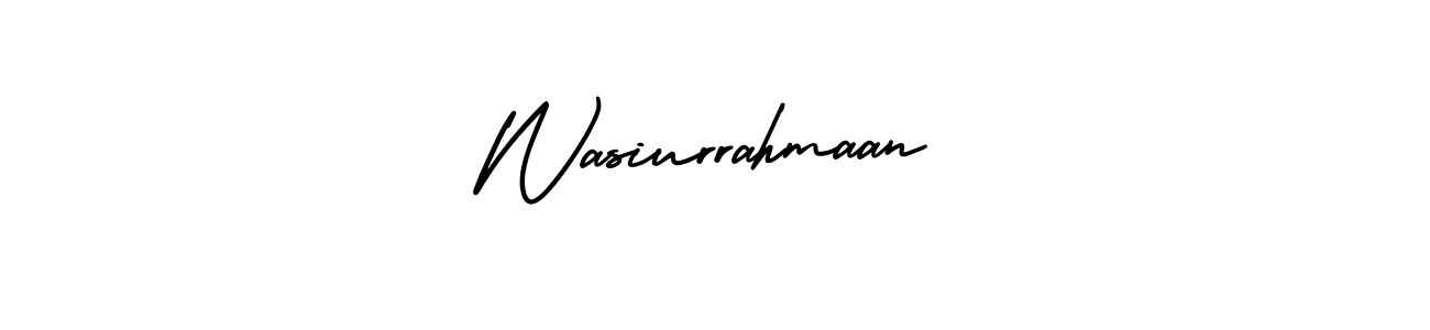 The best way (AmerikaSignatureDemo-Regular) to make a short signature is to pick only two or three words in your name. The name Wasiurrahmaan include a total of six letters. For converting this name. Wasiurrahmaan signature style 3 images and pictures png
