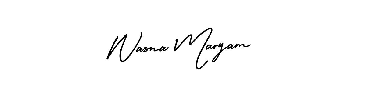 How to make Wasna Maryam name signature. Use AmerikaSignatureDemo-Regular style for creating short signs online. This is the latest handwritten sign. Wasna Maryam signature style 3 images and pictures png