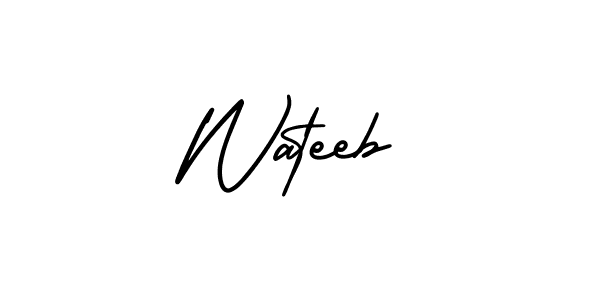 How to make Wateeb name signature. Use AmerikaSignatureDemo-Regular style for creating short signs online. This is the latest handwritten sign. Wateeb signature style 3 images and pictures png