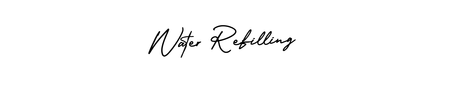 AmerikaSignatureDemo-Regular is a professional signature style that is perfect for those who want to add a touch of class to their signature. It is also a great choice for those who want to make their signature more unique. Get Water Refilling name to fancy signature for free. Water Refilling signature style 3 images and pictures png