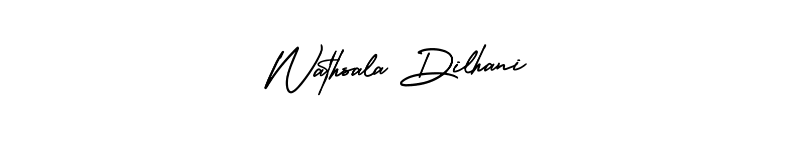 The best way (AmerikaSignatureDemo-Regular) to make a short signature is to pick only two or three words in your name. The name Wathsala Dilhani include a total of six letters. For converting this name. Wathsala Dilhani signature style 3 images and pictures png