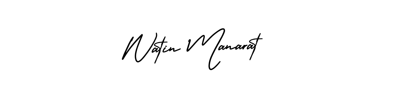 Watin Manarat stylish signature style. Best Handwritten Sign (AmerikaSignatureDemo-Regular) for my name. Handwritten Signature Collection Ideas for my name Watin Manarat. Watin Manarat signature style 3 images and pictures png