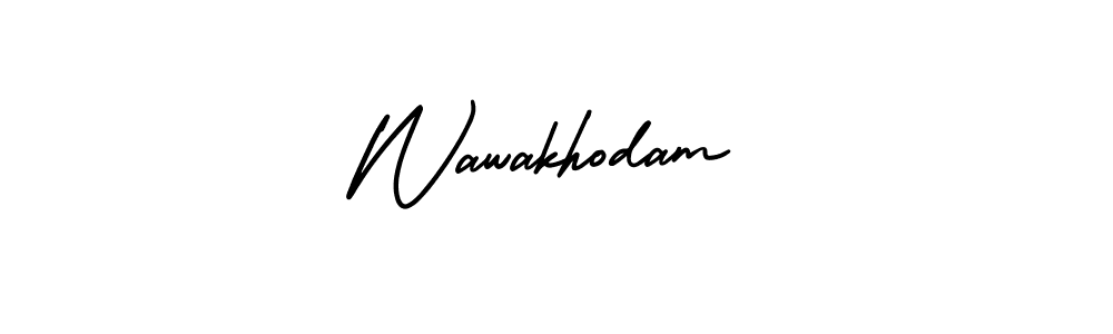 You should practise on your own different ways (AmerikaSignatureDemo-Regular) to write your name (Wawakhodam) in signature. don't let someone else do it for you. Wawakhodam signature style 3 images and pictures png