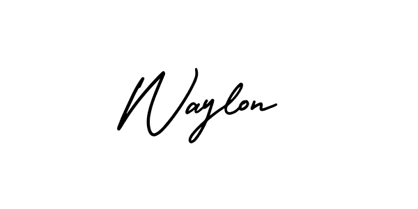 The best way (AmerikaSignatureDemo-Regular) to make a short signature is to pick only two or three words in your name. The name Waylon include a total of six letters. For converting this name. Waylon signature style 3 images and pictures png