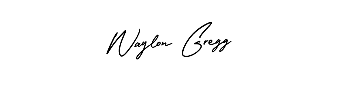 You should practise on your own different ways (AmerikaSignatureDemo-Regular) to write your name (Waylon Gregg) in signature. don't let someone else do it for you. Waylon Gregg signature style 3 images and pictures png