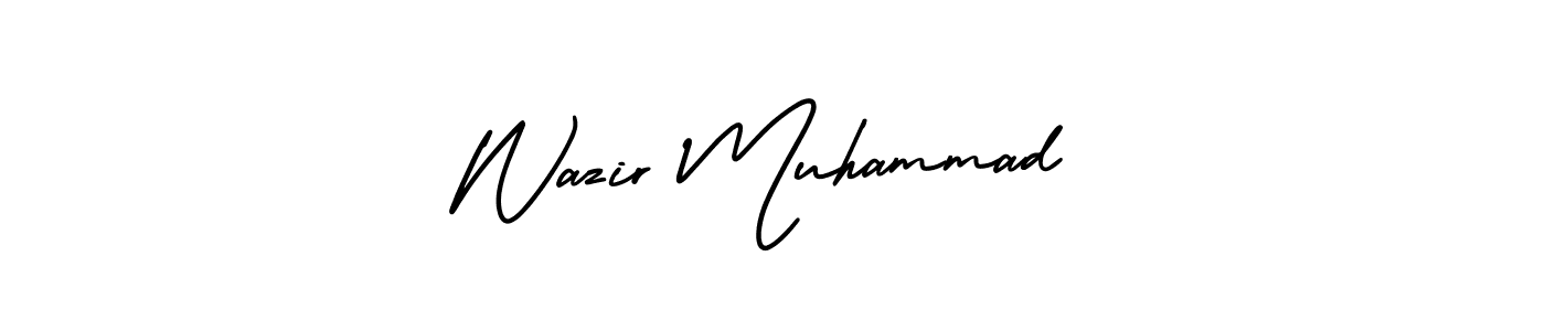 This is the best signature style for the Wazir Muhammad name. Also you like these signature font (AmerikaSignatureDemo-Regular). Mix name signature. Wazir Muhammad signature style 3 images and pictures png