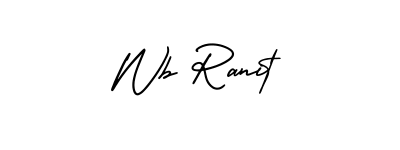 You should practise on your own different ways (AmerikaSignatureDemo-Regular) to write your name (Wb Ranit) in signature. don't let someone else do it for you. Wb Ranit signature style 3 images and pictures png