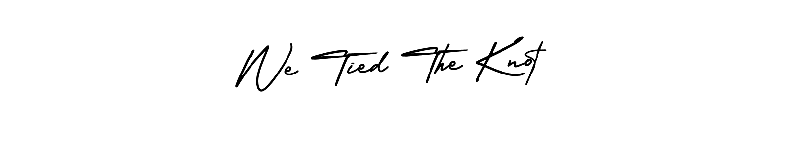 How to make We Tied The Knot name signature. Use AmerikaSignatureDemo-Regular style for creating short signs online. This is the latest handwritten sign. We Tied The Knot signature style 3 images and pictures png