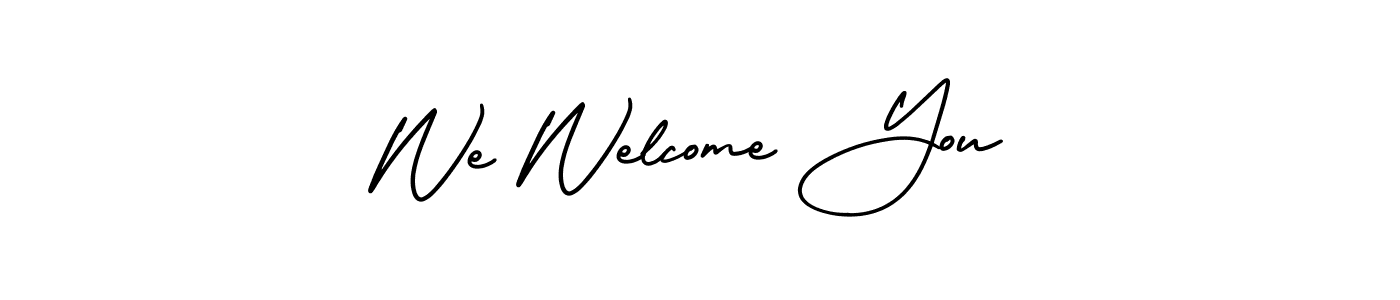 We Welcome You stylish signature style. Best Handwritten Sign (AmerikaSignatureDemo-Regular) for my name. Handwritten Signature Collection Ideas for my name We Welcome You. We Welcome You signature style 3 images and pictures png