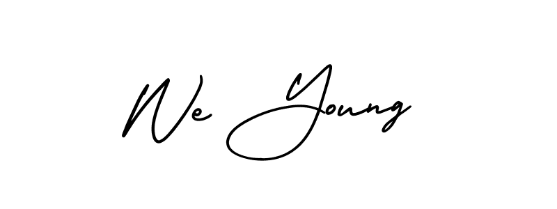 You should practise on your own different ways (AmerikaSignatureDemo-Regular) to write your name (We Young) in signature. don't let someone else do it for you. We Young signature style 3 images and pictures png