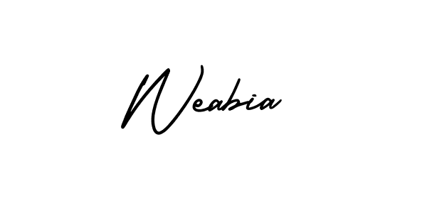 How to make Weabia name signature. Use AmerikaSignatureDemo-Regular style for creating short signs online. This is the latest handwritten sign. Weabia signature style 3 images and pictures png
